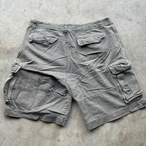 Ocean Pacific Mens Cargo Shorts Olive Gray Cotton Canvas Utility Pockets size 37